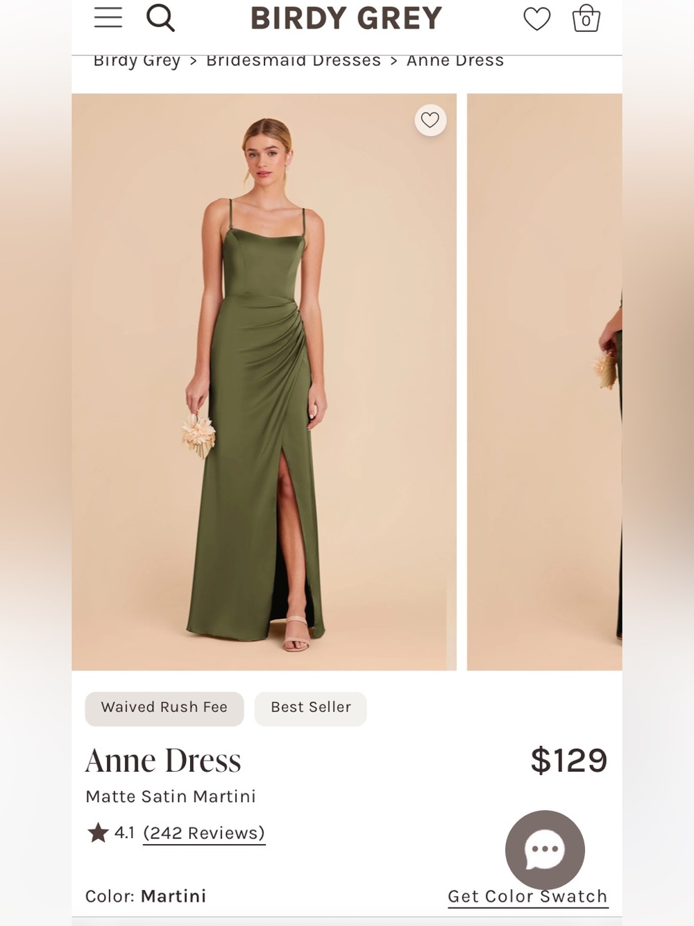 Birdy Grey Anne Dress in Martini Green - Matte Satin